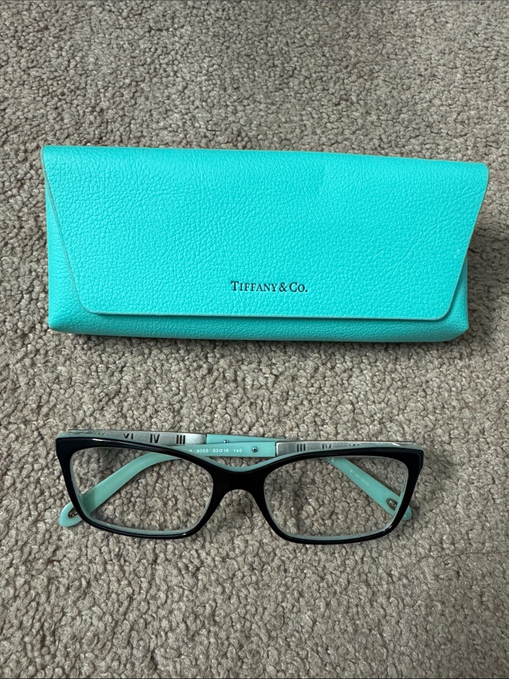 Tiffany & Co. Black Frame Glasses with Signature Tiffany Blue Case